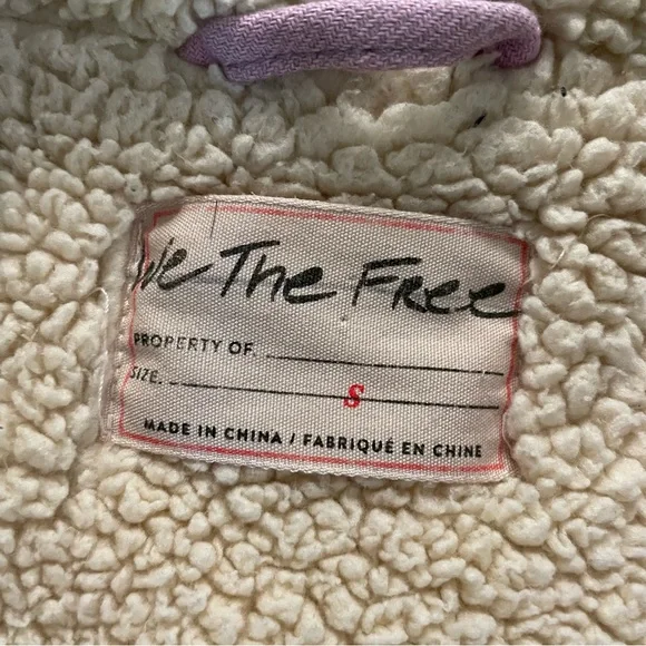 Free People We the Free Woodland Plaid Jacket Lilac Grey Size Small Sherpa - Picture 3 of 13